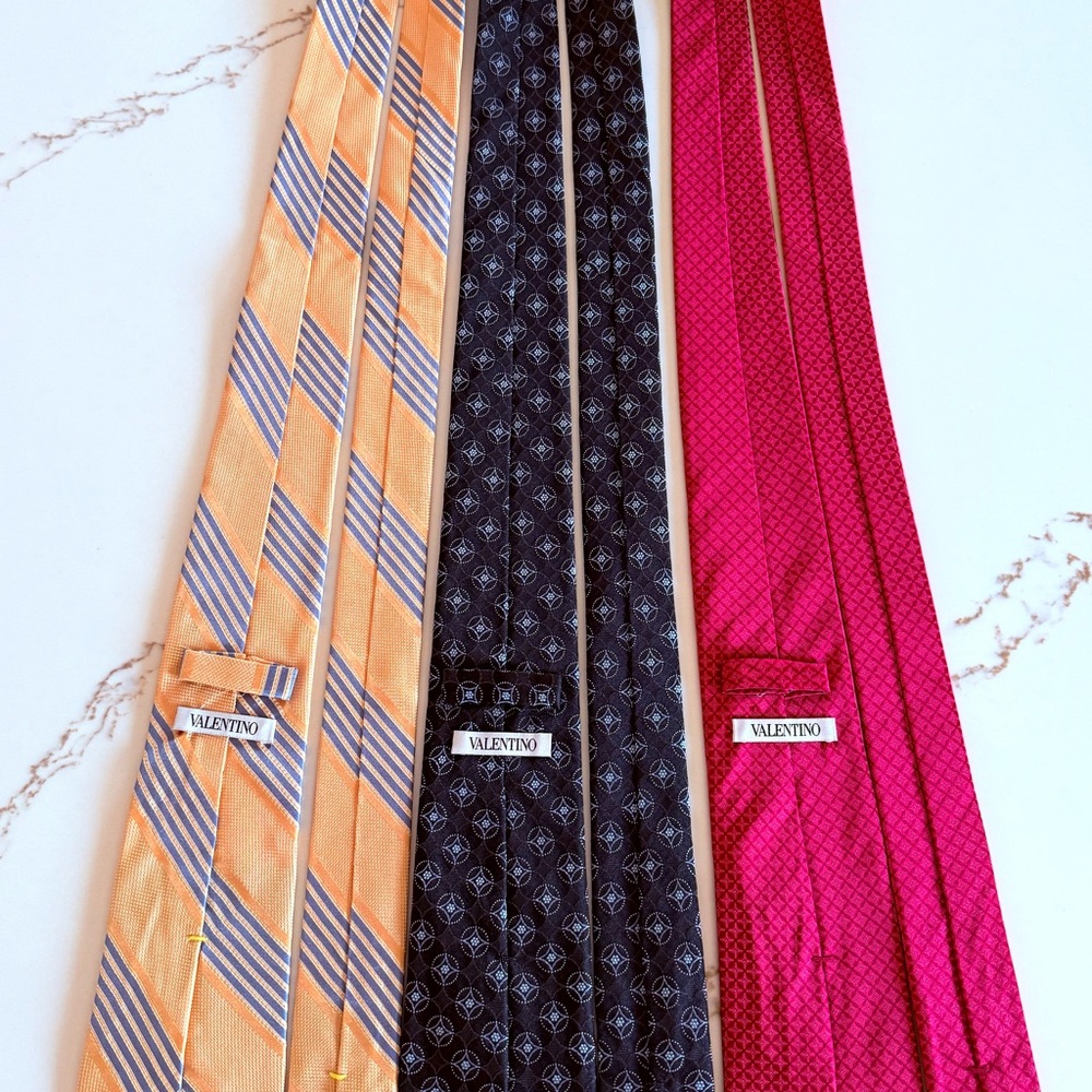 Valentino Men's Tie Trio - Yellow, Navy, and Red